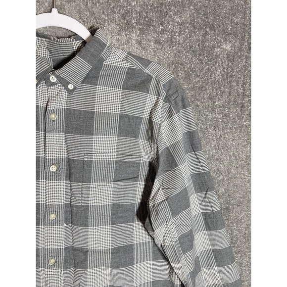 Banana Republic Cotton Stretch Grant Fit Oxford Shirt Men Size Large Gray Button - Picture 6 of 10